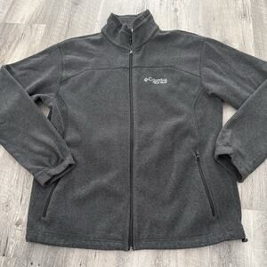 Columbia Field Gear Fleece Jacket Mens Large Gray Full Zip Pockets Outdoors